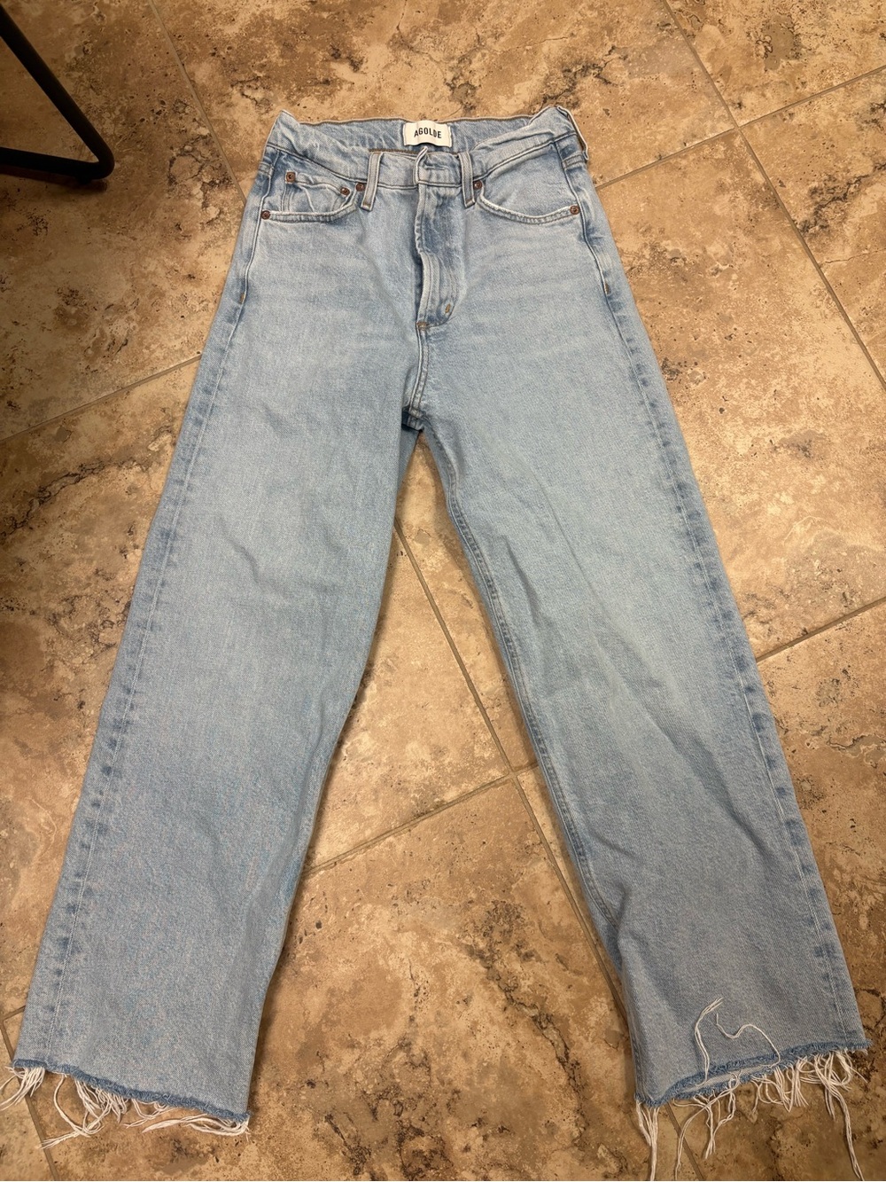 Agolde Light Blue High-Rise Cropped Straight Jeans